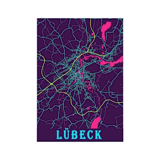 Lübeck Neon City Map T-Shirt