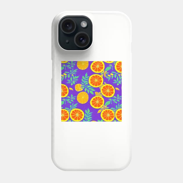 Oranges on a purple background Phone Case by LeahHa