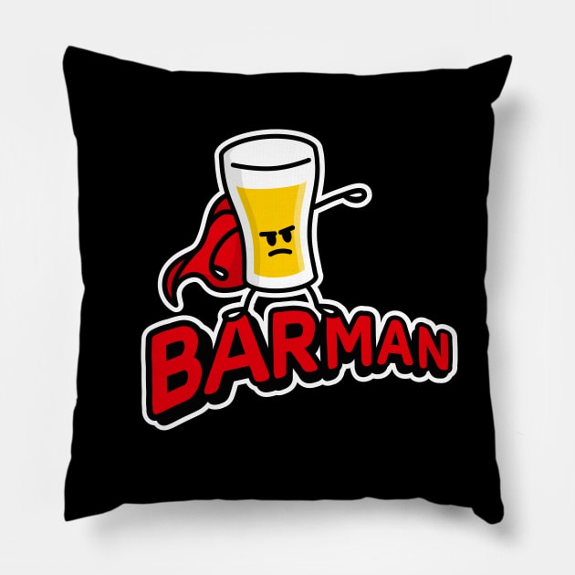 Barman, vintage Superhero comic Barkeeper Bartender Waiter Pillow by LaundryFactory