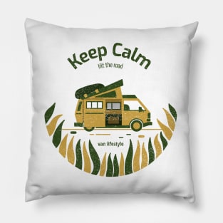 Keep Calm. Hit the Road Pillow