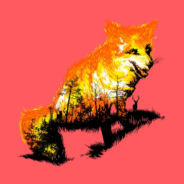 Fire Fox Forest Fire by kookylove