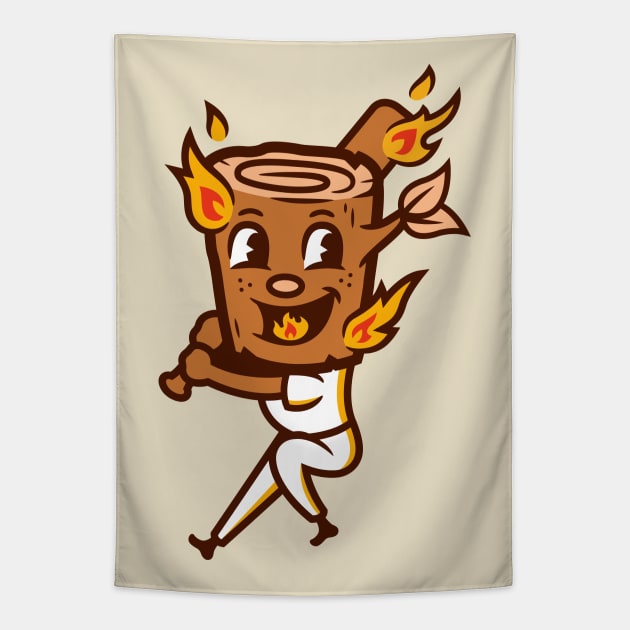 Yule log Mascot Logo Tapestry by CC0hort