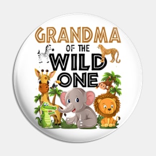 Grandma Of The Wild One Birthday 1st Safari Jungle Family Pin