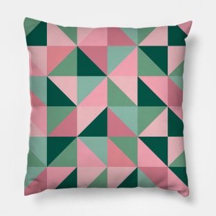 Blush Pink and Green Geometric Pattern Pillow