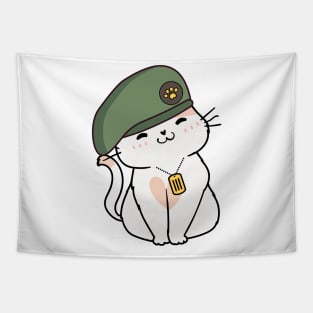 Green Beret Persian Cat Tapestry