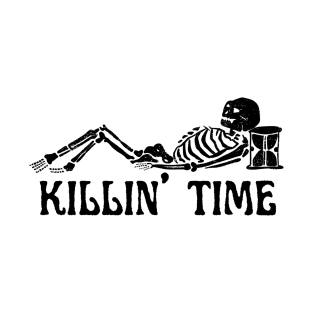 Cemetery T-Shirt - Grave Art - Skeleton Hourglass "Killin' Time" by Ain't it Scary? with Sean & Carrie Podcast