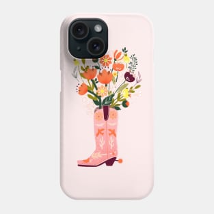 Pink Cowboy Boot and Wild Flower Bouquet Phone Case