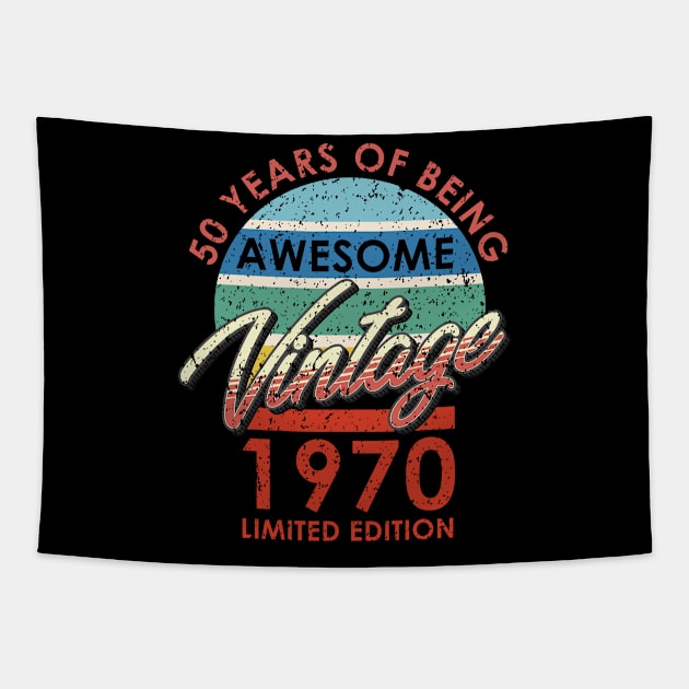 50 Years of Being Awesome Vintage 1970 Limited Edition Tapestry by simplecreatives