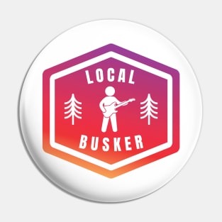 Local Busker Guitarist Silhouette Gradient Pin