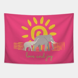 AFRICAN SPIRIT ELEPHANT FAMILY LOVE SUN AND JOY Tapestry