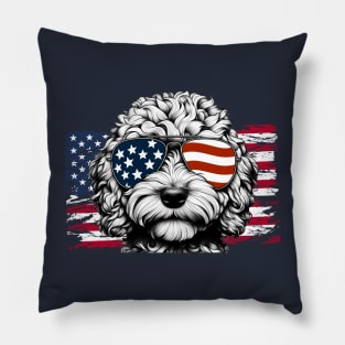 Poodle Sunglasses American Flag 4th of July Pillow