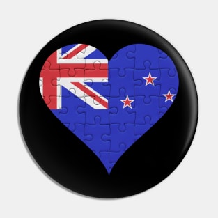 New Zealander Jigsaw Puzzle Heart Design - Gift for New Zealander With New Zealand Roots Pin