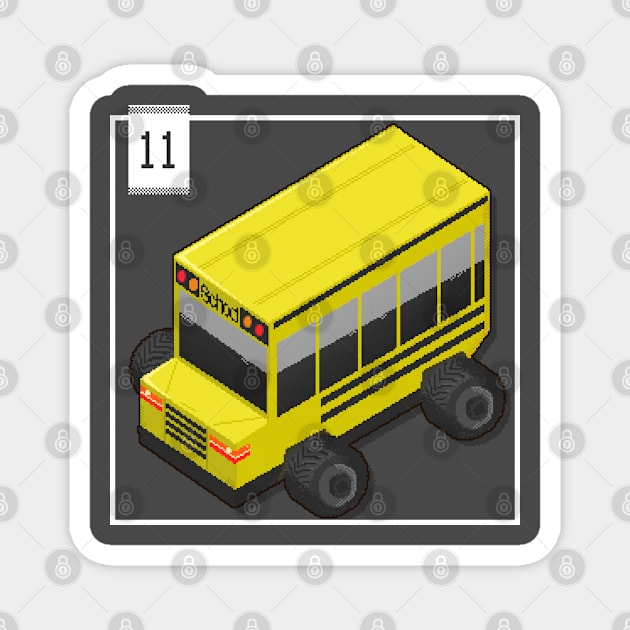 11 - Pixel Cars - Little school bus Magnet by Kenox