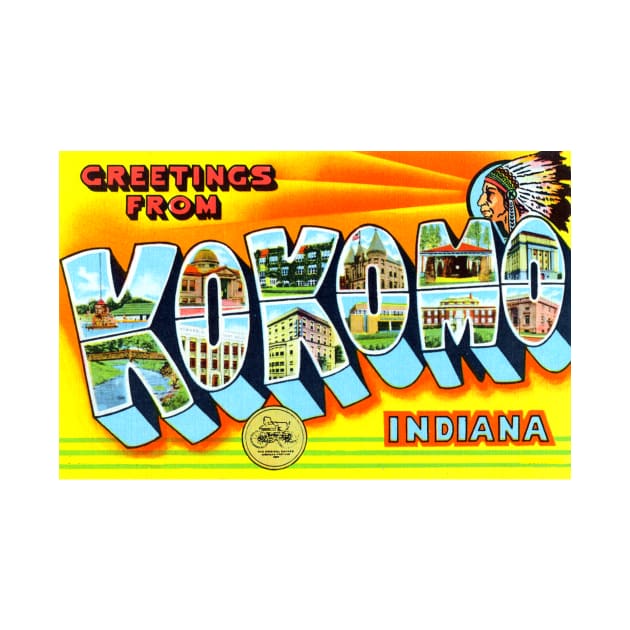 Greetings from Kokomo, Indiana - Vintage Large Letter Postcard by Naves