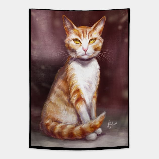 Red cat Tapestry by Alla