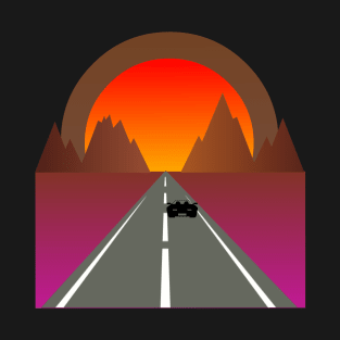 SUNSET WITH RETRO MOUNTAINS T-Shirt