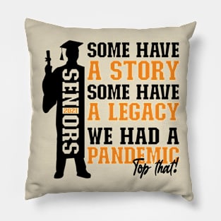 Pandemic Graduation | Black And Orange Text Boys Funny Graduation Pillow