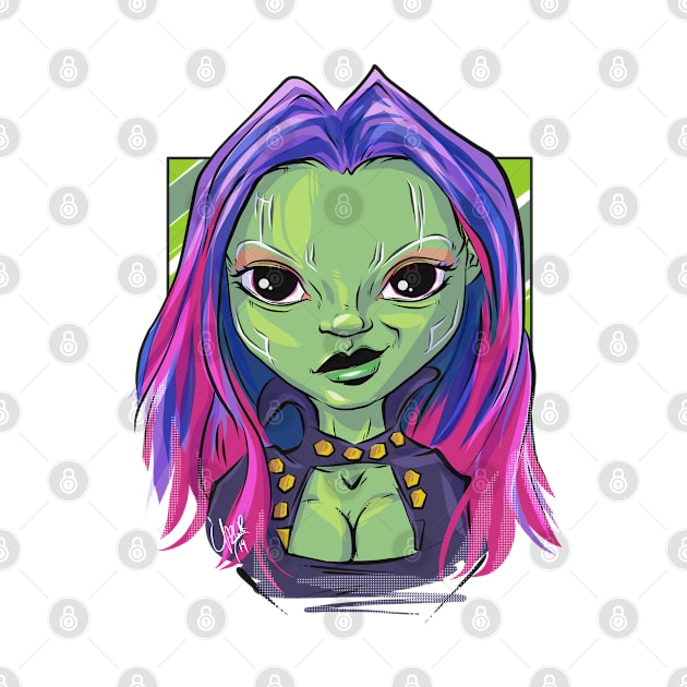 Pop Culture Caricature #4 - Gamora by yazgar