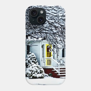 House With Yellow Door in Winter Phone Case