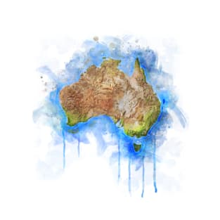 Flowing Watercolor Illustration of Australia Map T-Shirt