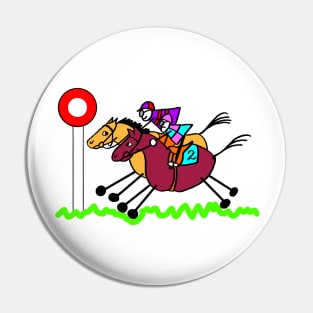 Horseracing Cartoon Pin