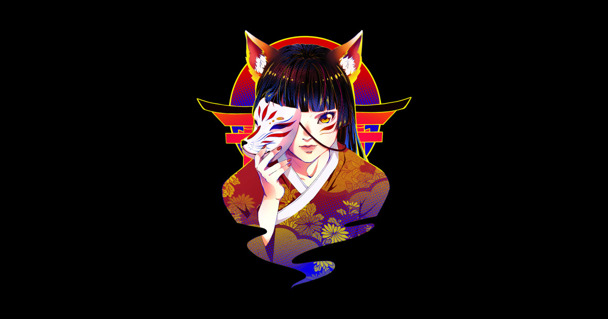 Anime Inari fox girl - Anime - Sticker | TeePublic