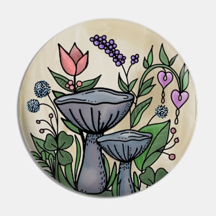 Mushrooms in the Garden Pin