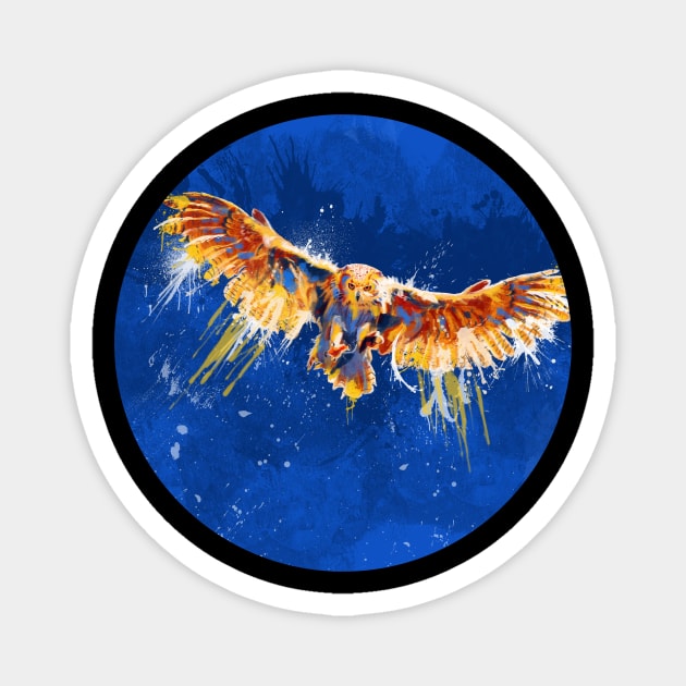 Night Owl Blue Design Magnet by Flo Art Studio