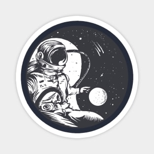 Astronaut, ying- yang circle space Magnet