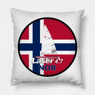 laser class sailboat on flag Norway Pillow