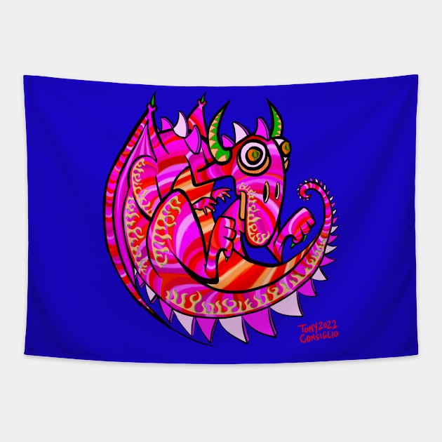 Fallen Angel Pink Dragon Tapestry by doubletony