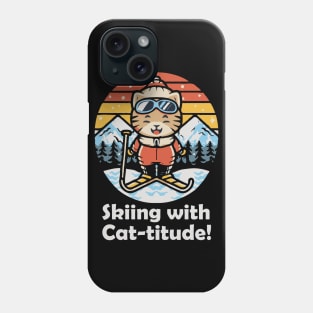 Skiing with Cat-itude! Skiing Cat Phone Case