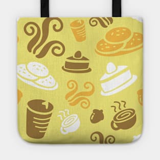 Cafe Yellow Vibe Coffee Dessert Sweets Pattern Tote