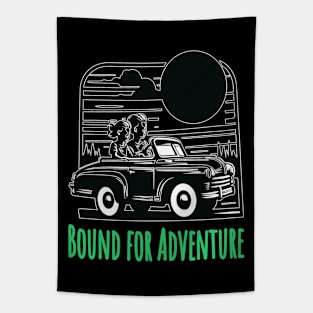 Journey Awaits - Sibling Road Trip Emblem Tapestry