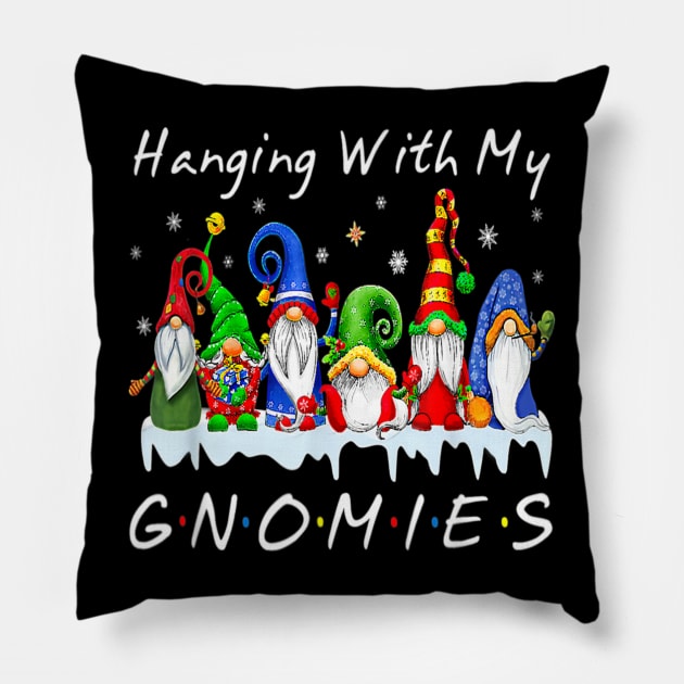 Hanging With My Gnomies Christmas Pillow by Buleskulls 