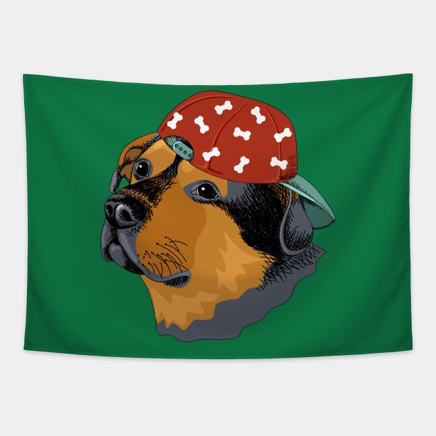 Rottweiler baseball Cap Illustration Tapestry by Mako Design 