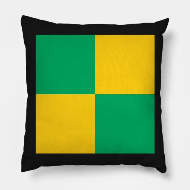 Norwich City Green and Yellow Checkered Fan Flag Pillow by Culture-Factory