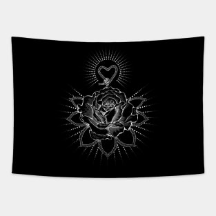 Flower Heart energy in white Tapestry