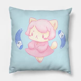 Cat girl - children's day fish in japan - Kawaii aesthetic Pillow