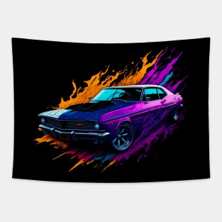 Muscle Revival: Classic Car Vector Splash Tapestry