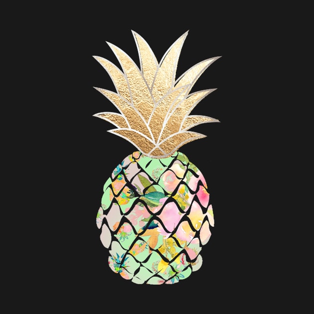 Aloha pineapple, mint green + faux gold by PixDezines