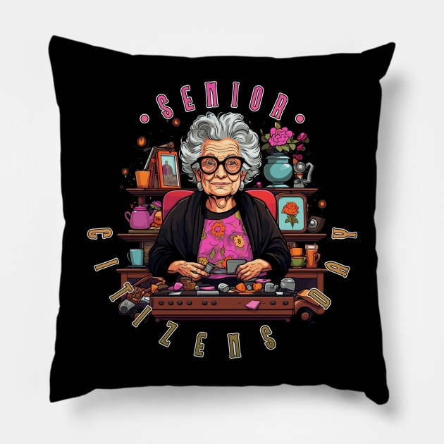 Senior Citizens Day Grandma Pillow by DanielLiamGill