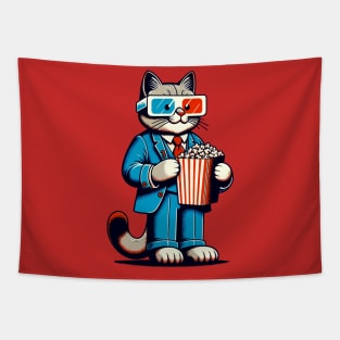 Cool cat eating popcorn Tapestry