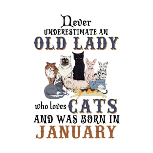 Never Underestimate An Old Lady Loves Dogs Born In January T-Shirt