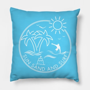 Sun Sand and Surf Graphic T-shirt Pillow