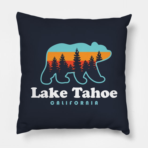 Lake Tahoe California Bear Retro Vintage Pillow by PodDesignShop