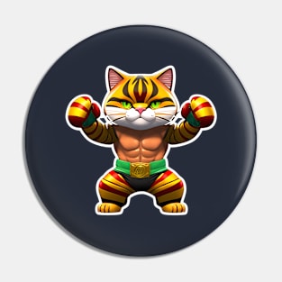 Cat boxer in gloves Pin