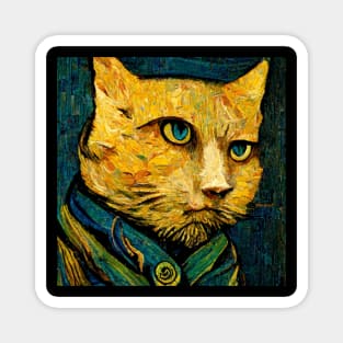 funny cat meme van gogh style Magnet