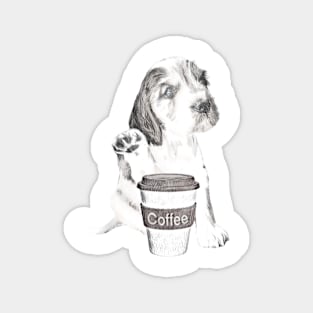 Spaniel With Cup Of Coffee Magnet