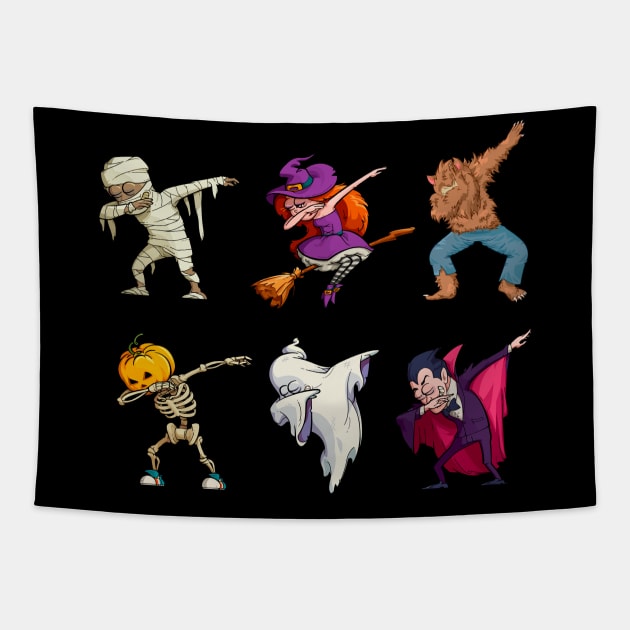 Dabbing monsters Tapestry by Vappi
